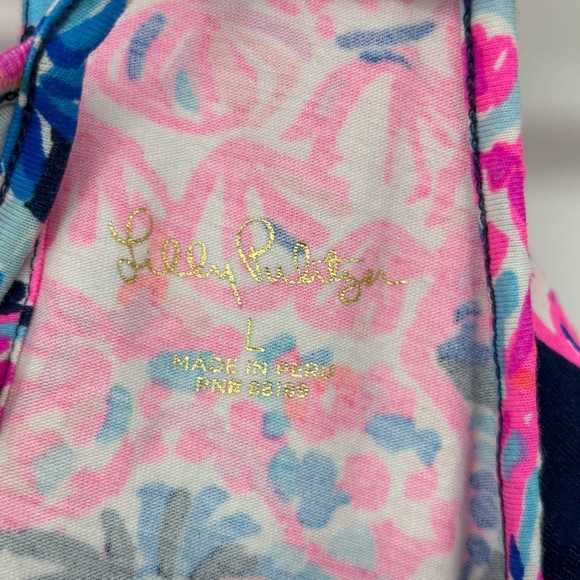 Lilly Pulitzer Billie high tide turtle print Halter Neck tank Top Large Ruffle - Picture 8 of 10